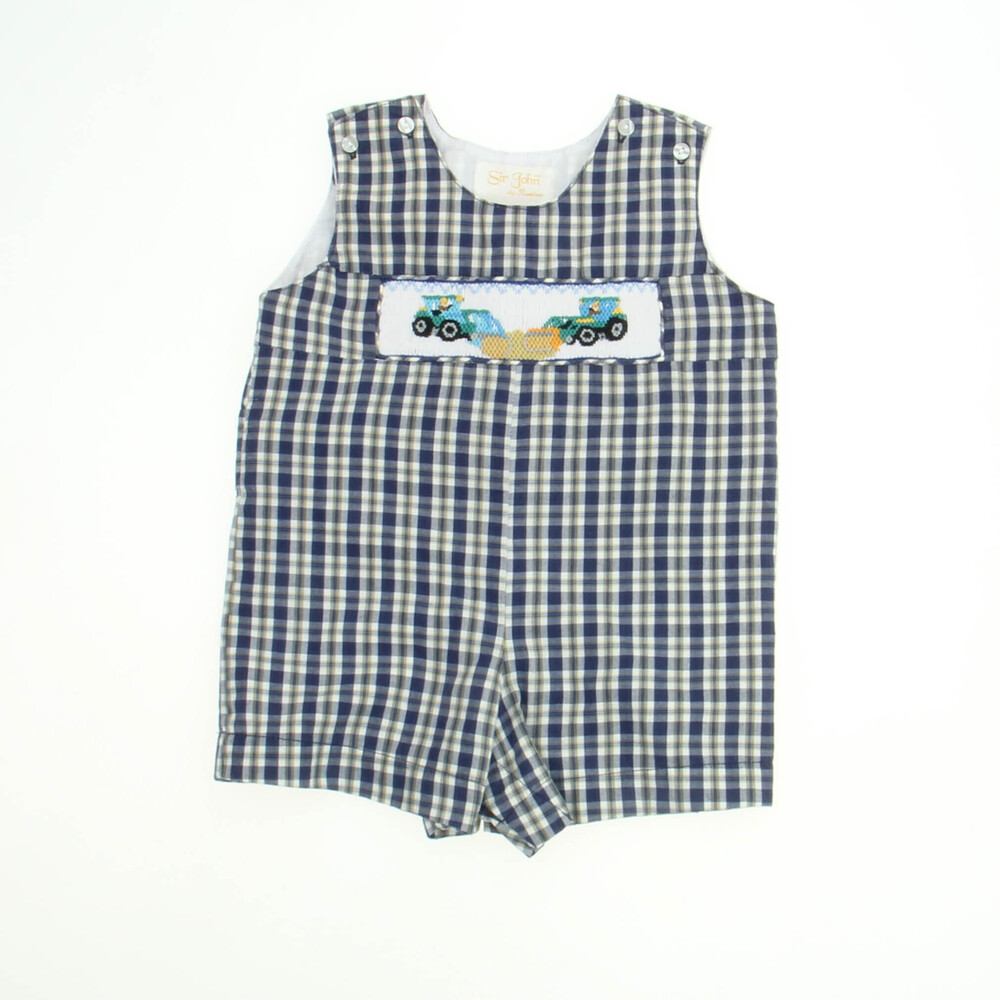 Rosalina Boys Navy | Yellow | Trucks Romper size: 6 Months